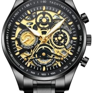 NIBOSI Hollow Skeleton Black Watch